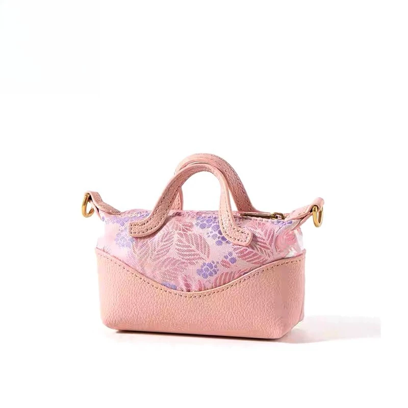 Mulberry Silk Cowhide Song Brocade Crossbody Bag Chinese Style Mini Chain Coin Handbag