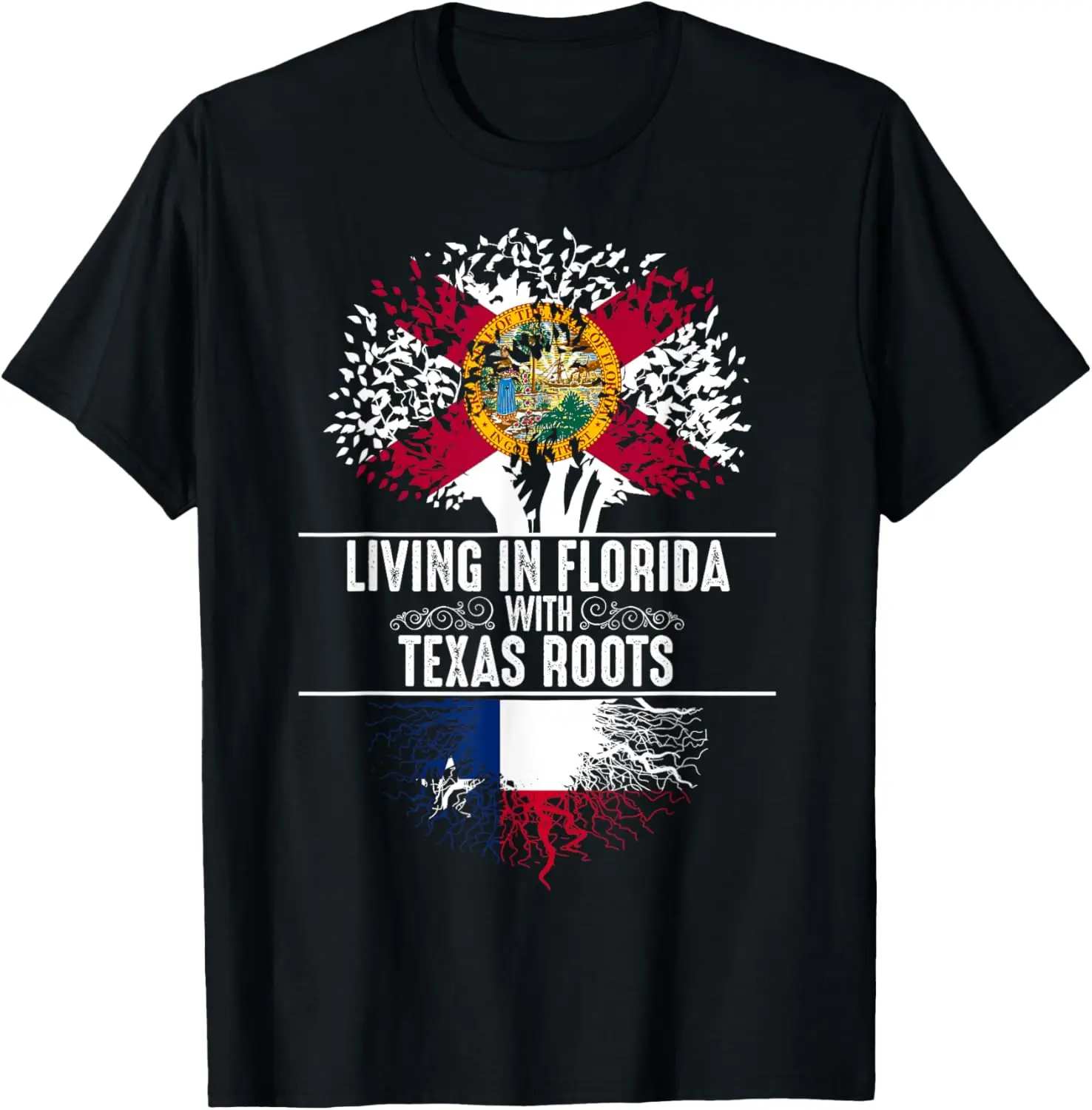 

Florida Home Texas Roots State Tree Flag Love Gift T-Shirt