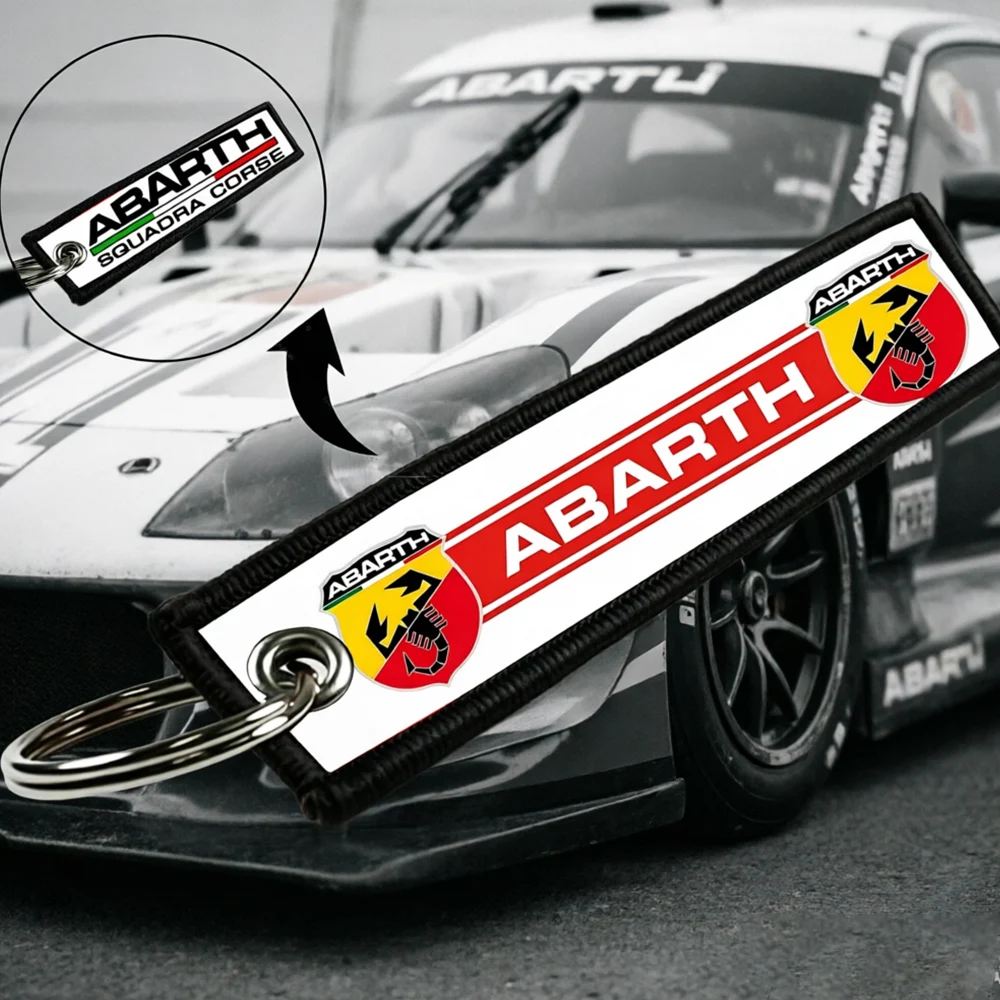 ABARTH Logo Auto-Schlüsselanhänger für Fahrer, Schlüsselanhänger für Männer, Geschenke, „Before Flight“ Motorrad-Schlüsselanhänger, bestickter modischer Anhänger