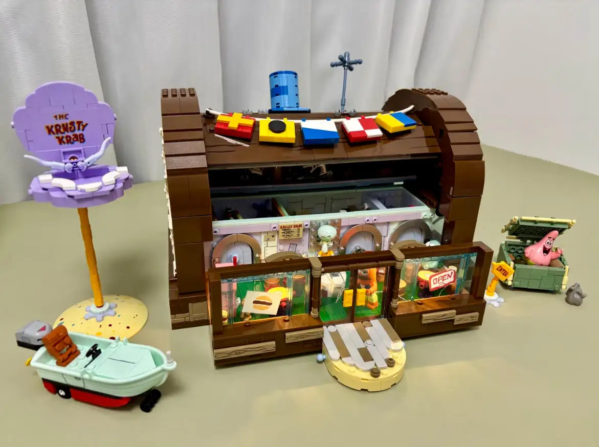

Authentic AREAX Brick District Crab Burger King Restaurant Pai Daxing's Stone House Large Assembled Building Blocks Puzzle Toy