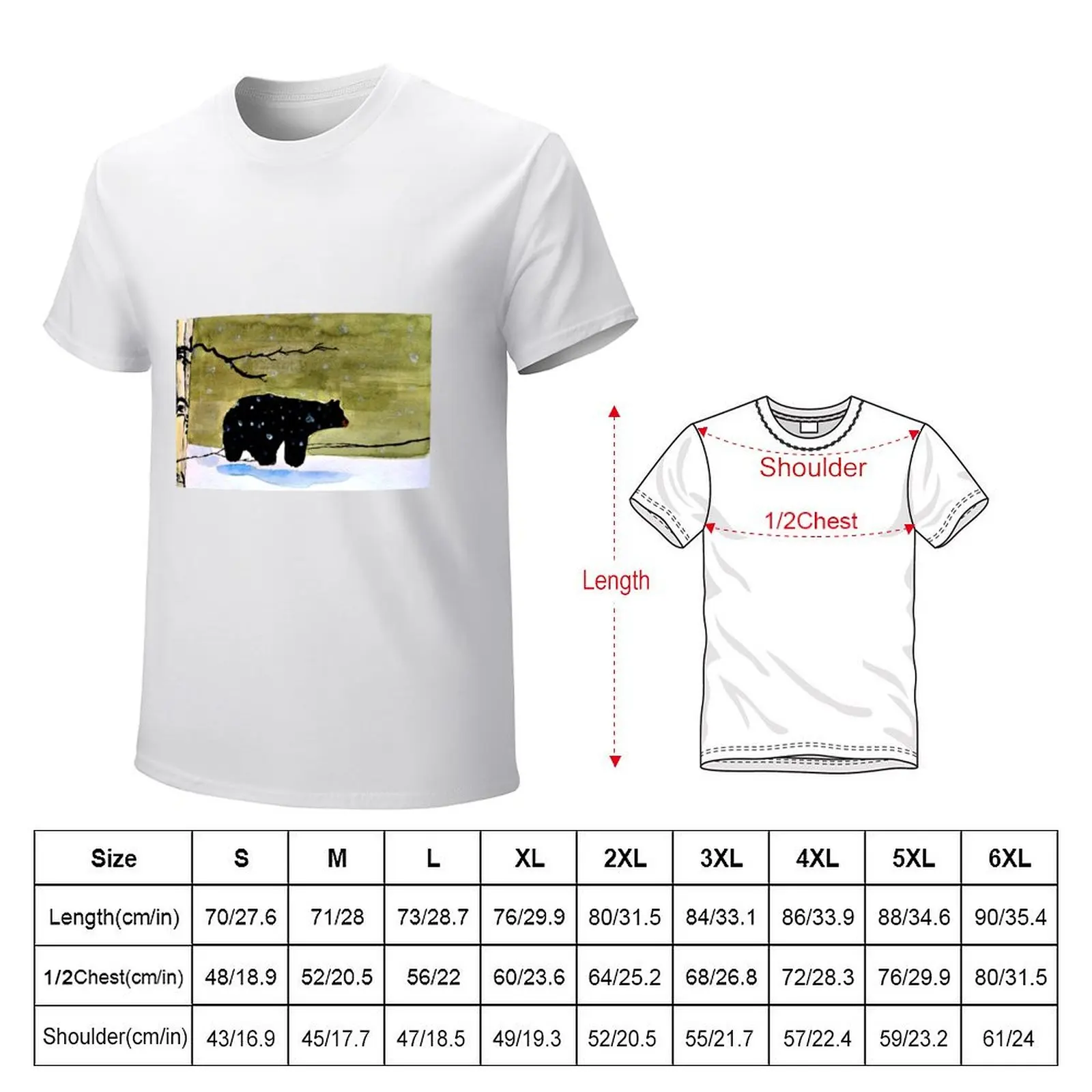 winter bear watercolor painting T-Shirt plain vintage clothes funny t shirts for men