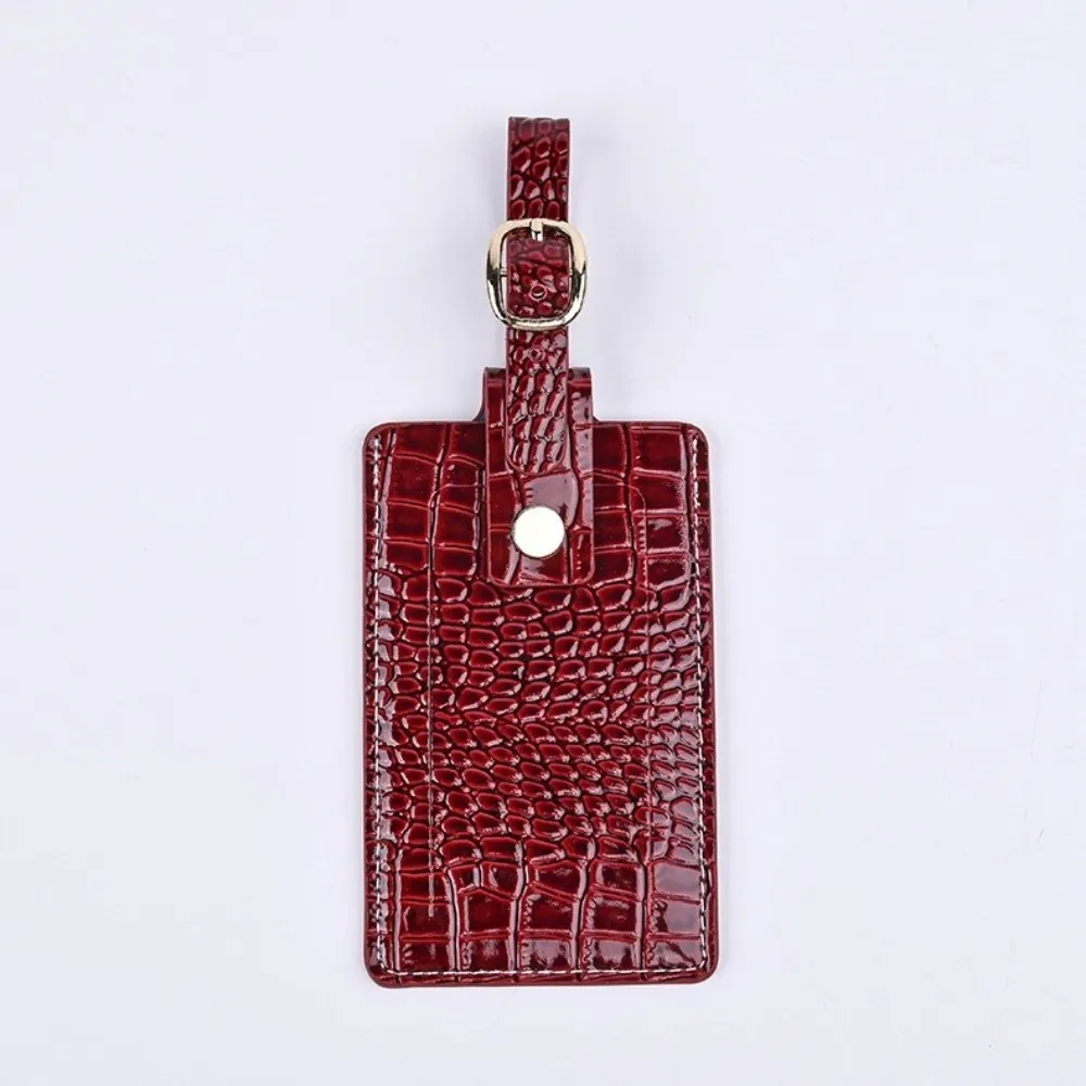 2 Pcs Set Pu Leather Passport Holder Case Solid Color Multi-Pocket Luggage Tag Accessories Crocodile Patterned Name Card Holder
