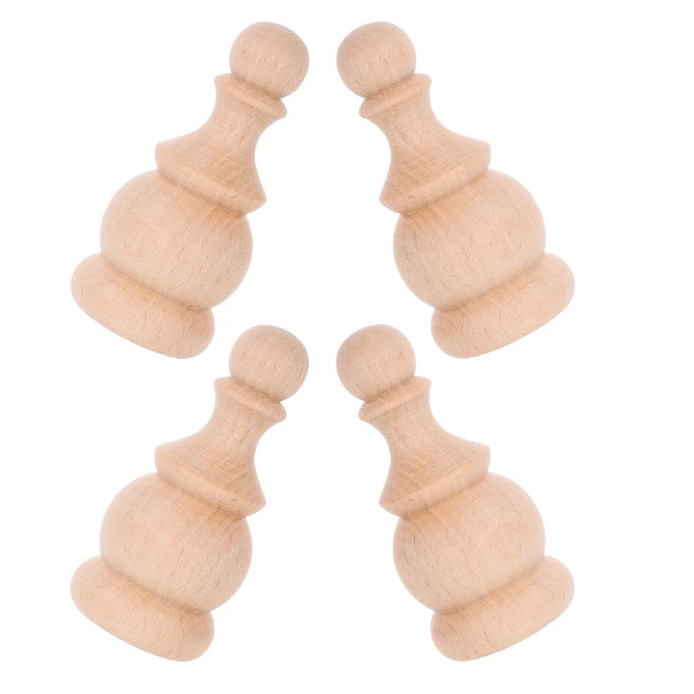 4 قطعة الخشب الصلب الزخرفية Finials منحوتة الدرابزين المغزل ل درابزين الدرج Diy بها بنفسك المشاريع الحرفية ديكور المنزل خشبية