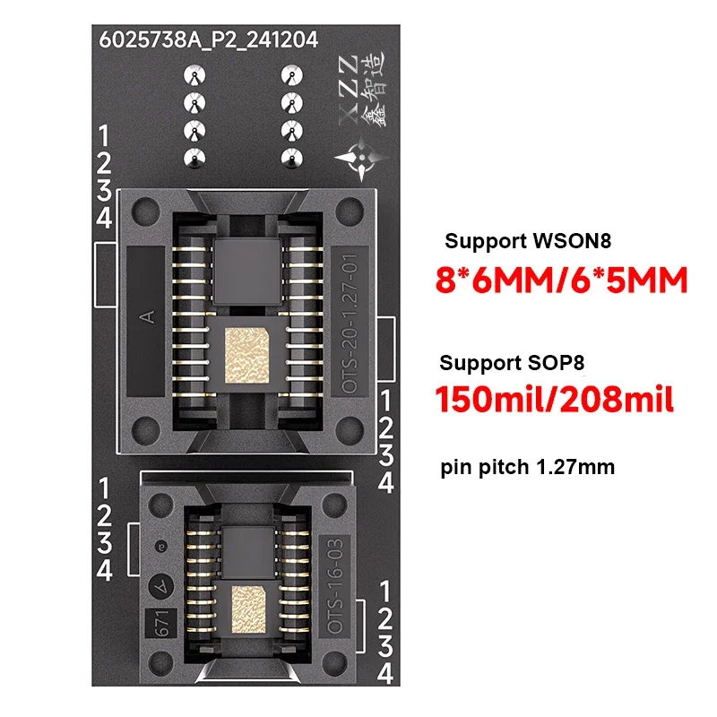 XZZ WSON8 SOP Universal 4 IN 1 BIOS Burn อะแดปเตอร์ซ็อกเก็ตสําหรับ 8*6 มม./6*5 มม. 150mil/208mil ชิป IC SMT BIOS แฟลชซ็อกเก็ต