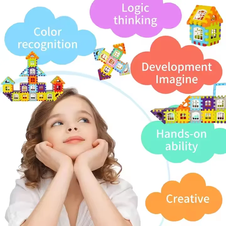 子供建物の家ビルディングブロックシミュレーション窓デザイン色の子供パズルおもちゃ DIY スタッキングモデル forChildrenギフト