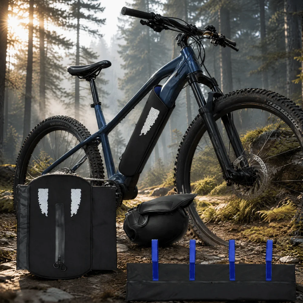 Waterproof E-Bike Cover Set Dustproof Reflective Motor Battery Cover Weatherproof Neoprene Material Dustproof Cover