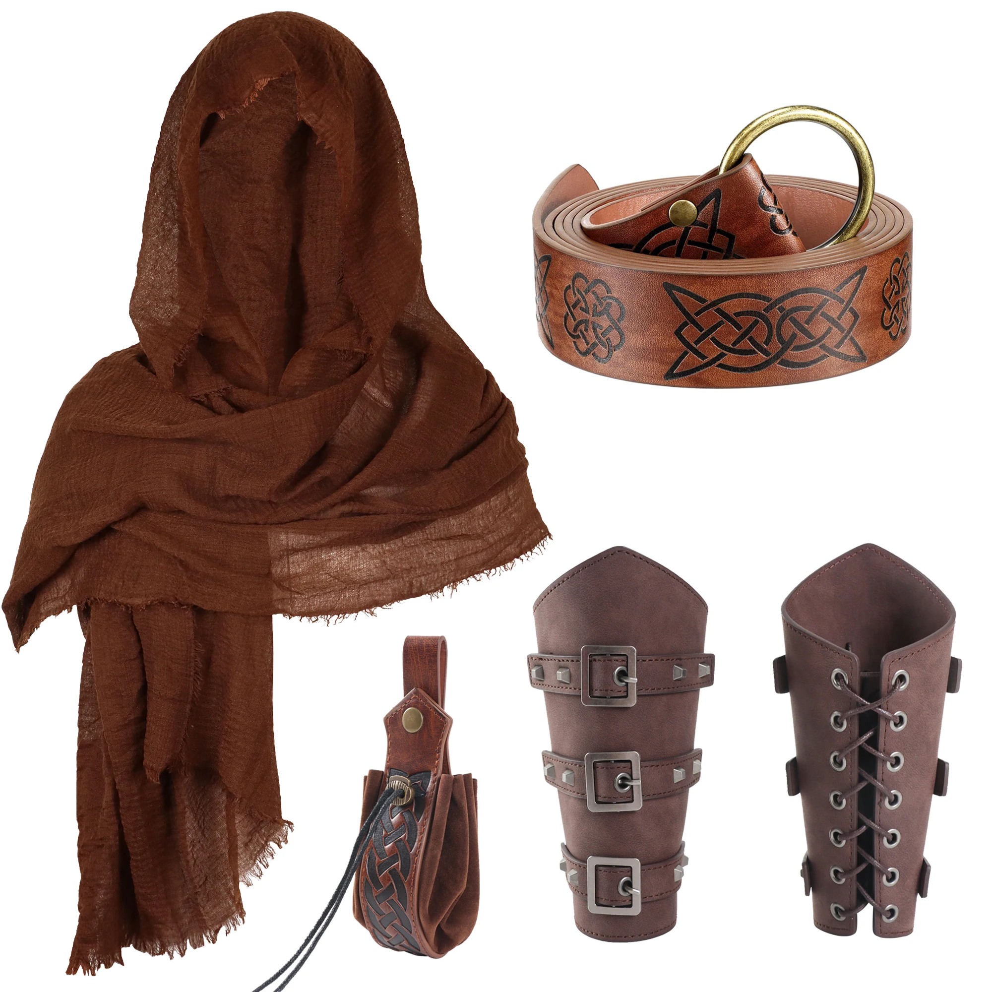 5PCS Cosplay Medieval Renaissance Belt Bag Celtic Viking Coin Pouch Steampunk Drawstring Purse For Men Women Larp Cosplay