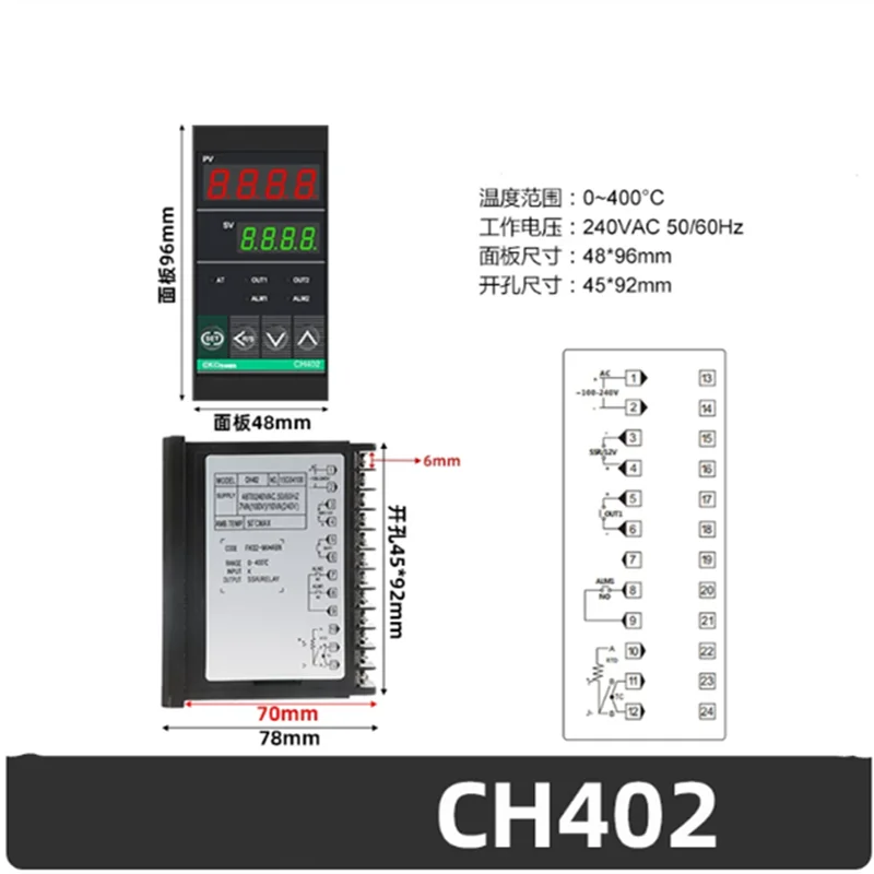 type temperature controller thermostat CH402  temperature controller K input SSR outpuit