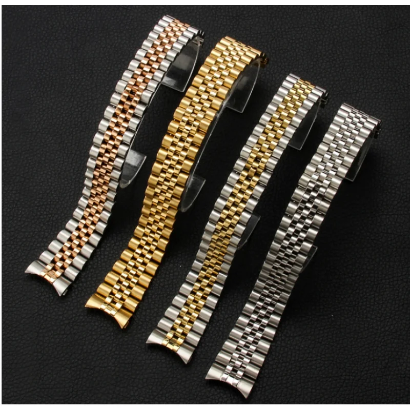 

Твердый ремешок для часов из нержавеющей стали, 20 мм, мужской ремешок для наручных часов с пятью бусинами в форме дуги для Rolex, совместимый с унисекс