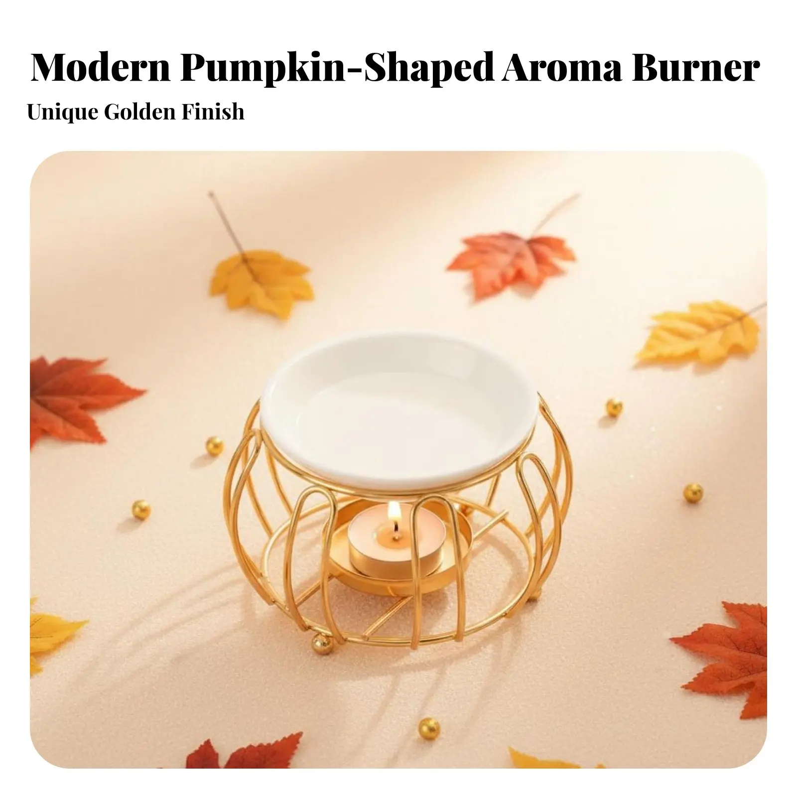 Pumpkin Shape Scented Scented Cube Liquefy Burner Decorative Tealight Oil Burner Lamp Heat Resistant Ceramic Tealight Holder