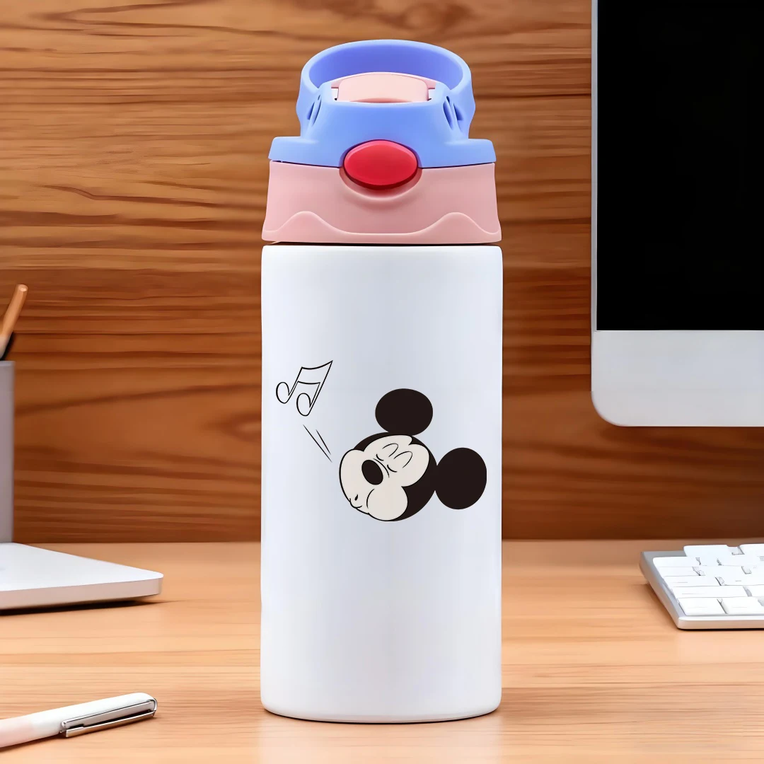 

Disney vacuum cup with classic cartoon Mickey Mouse character musical note design minimalist style 304 stainless steel c
