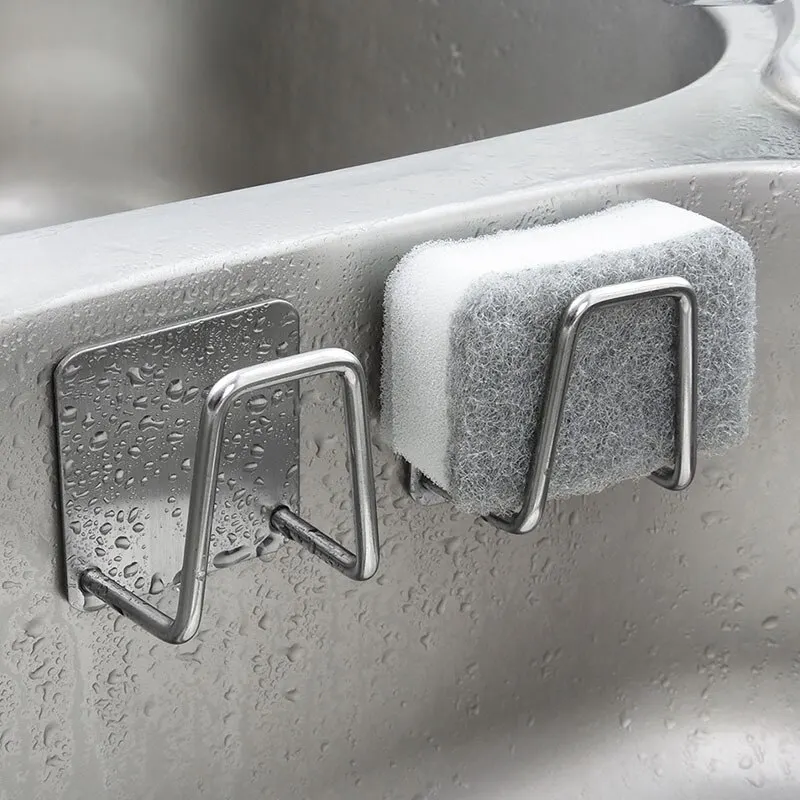 1pc Stainless Steel Sink Sponge Rack for Sponge Steel Wire Ball Draining Paste The Inner Wall of The Sink Kitchen Supplies