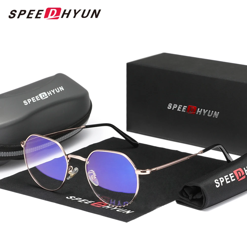

SPEEDHYUN Design Round Anti-Blue Ray Glasses Full Frame Men Women Thin Frame Transparent Lens Blue Light Blocking Eyeglasses
