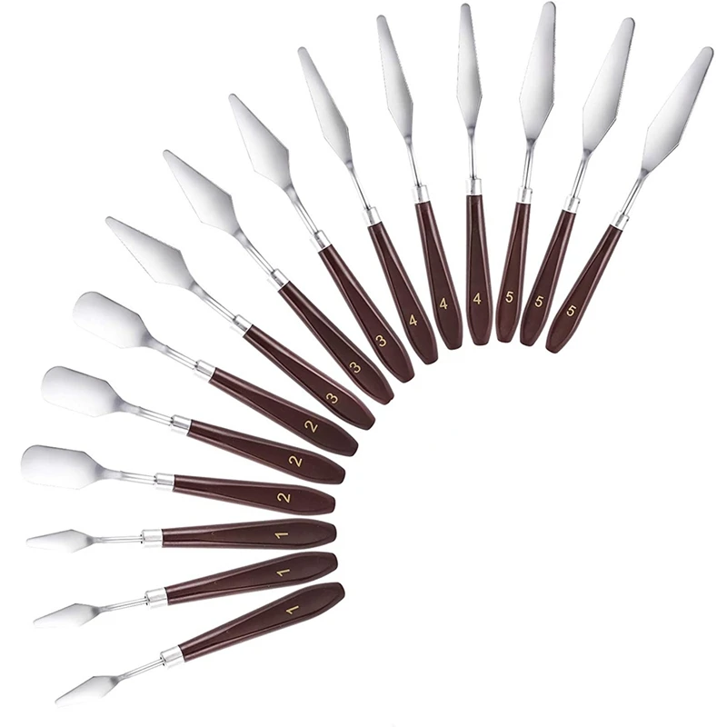 

15 шт. Набор ножей в палитре, лопатка, палитра ножей, скребок для смешивания масла, холста, акриловая живопись, акция