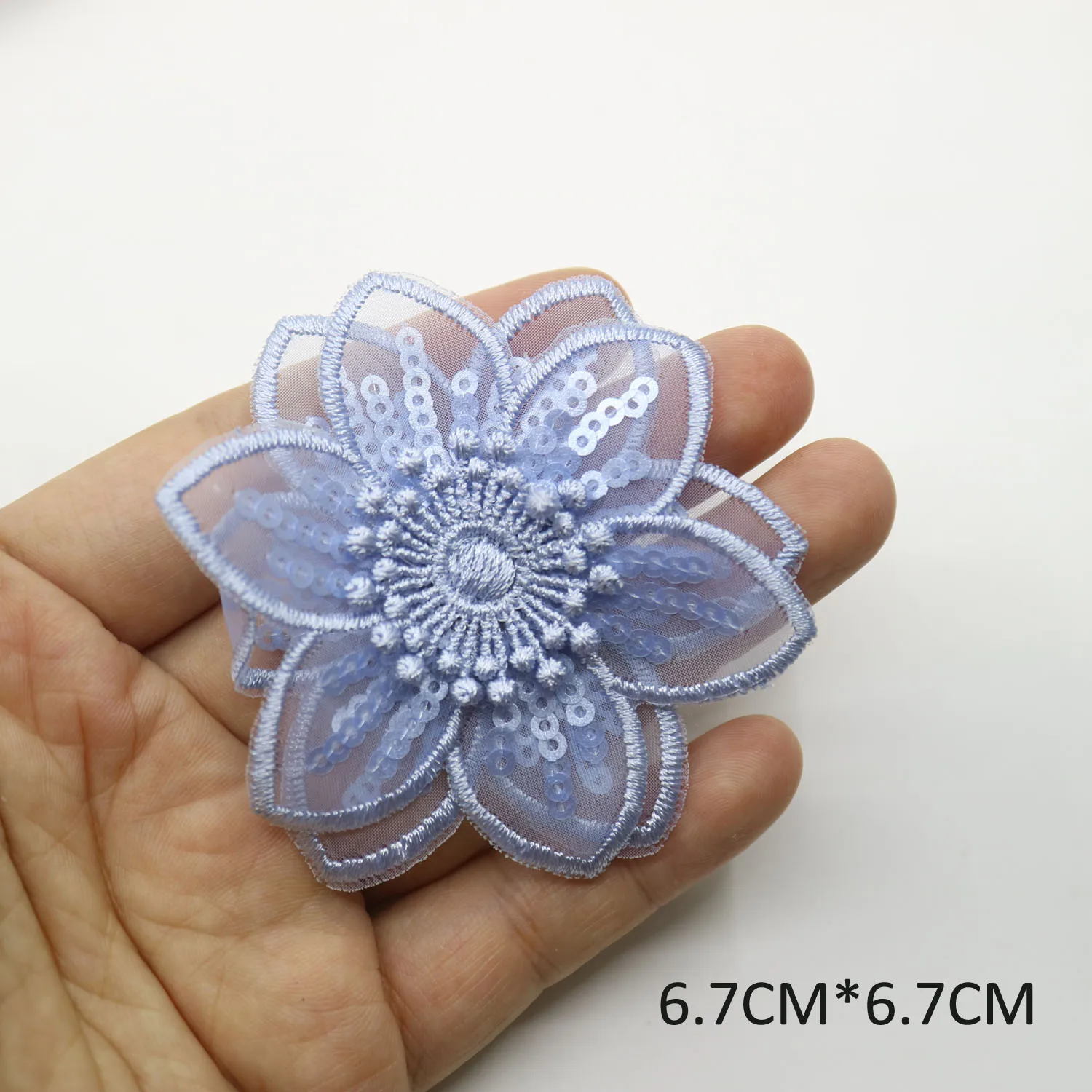 10pc embroidery blue flower patches for clothing DIY floral parches appliques for dresses decoration parch ropa DIY sewing