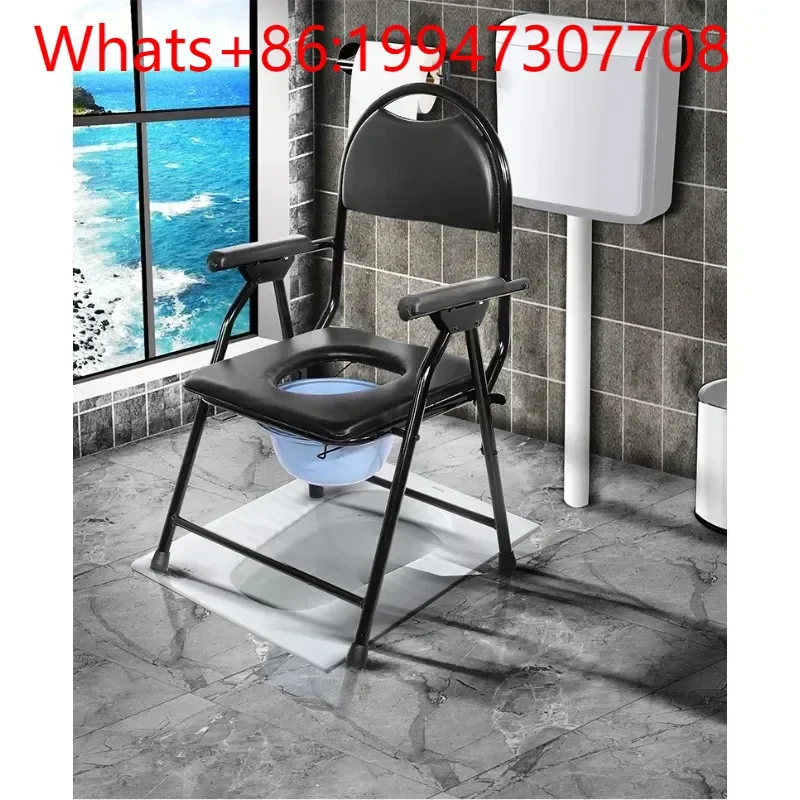 

Elderly toilet chair mobile toilet stool household toilet chair folding stainless steel pregnant women squat pit stool