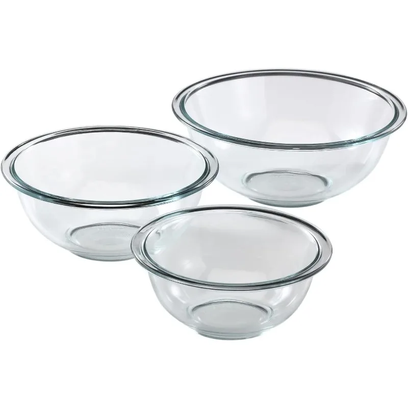 

(3-Piece) Glass Mixing Bowls Set For Prepping, Baking and Cooking, Preheated Oven, Dishwasher, Freezer, and Microwave Safe
