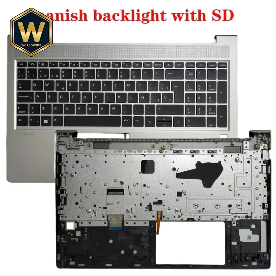 Novo Teclado US/LA/SP/UK com Luz de Fundo e Capa de Apoio para as Mãos para ProBook 450 G8 G9 650 455R ZHAN 66Pro15 G4 M21742-001