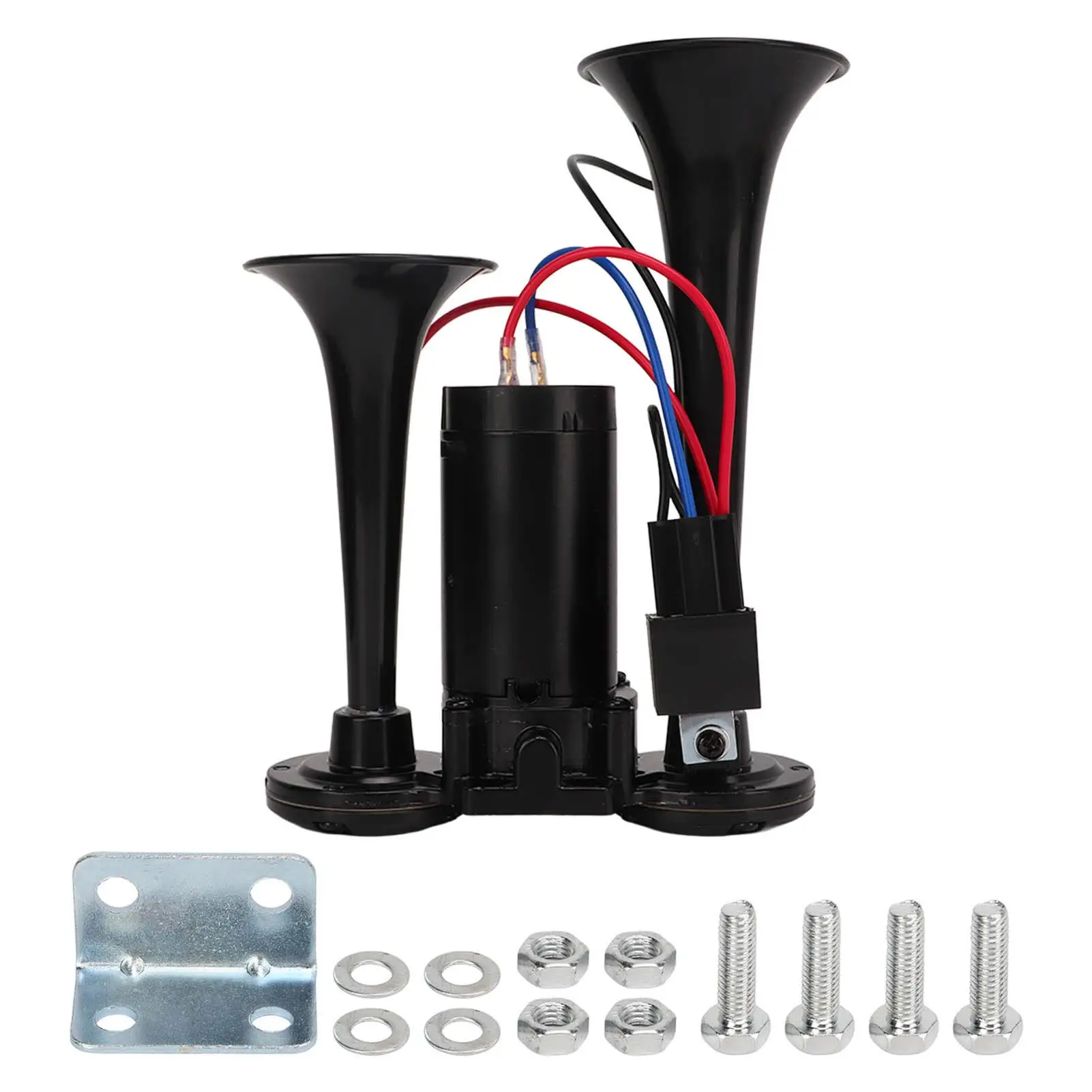 

Dual Trumpet Horn 130dB DC 12V Electric Trumpet Kit for truck Car Train Yachts Ships