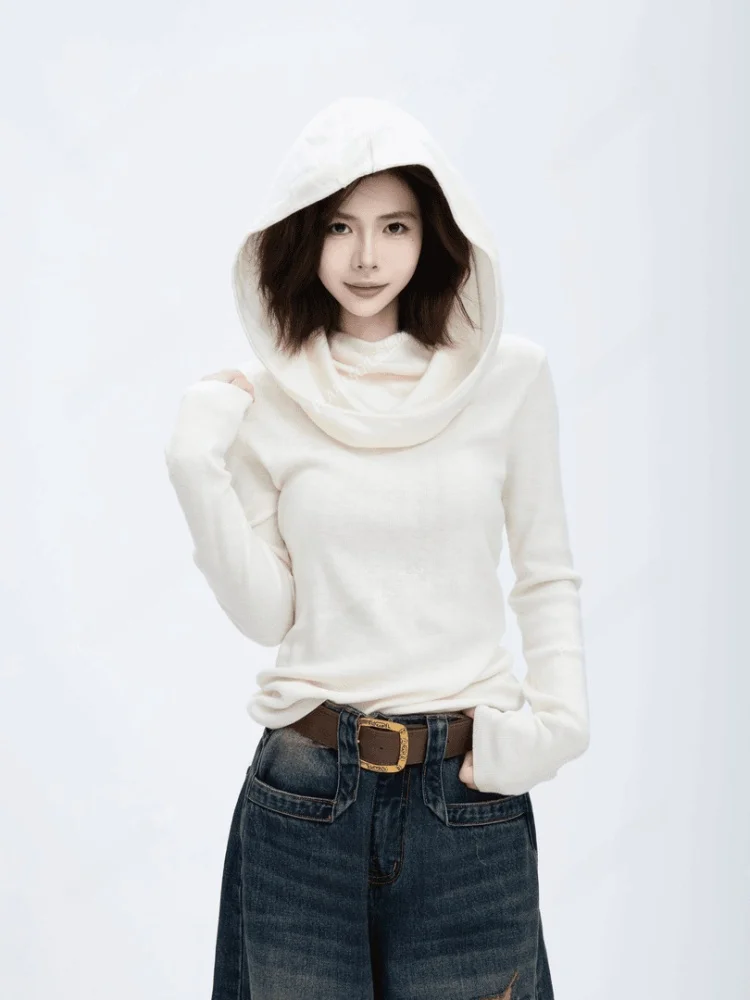 

Korean Sle Commute Casual Chic Knitted Sweater Spring 2026 New Faion High-End Feel Long Sve High Collar Color