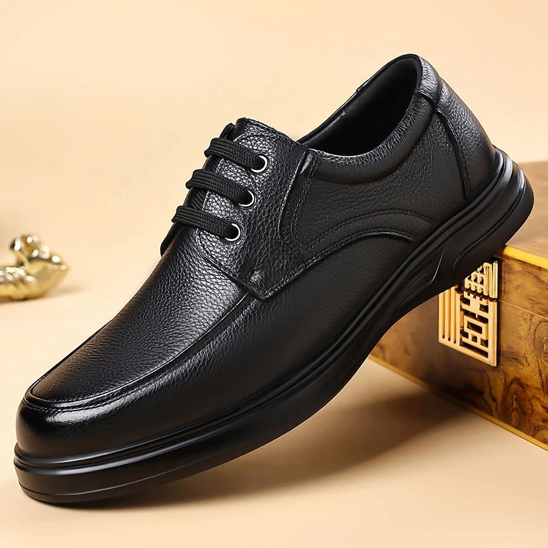 Men Leather Lace Up Oxford Sho - Men Formal Wear All Black ulasan dan harga
