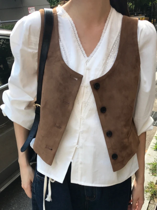 

Замшевый комплект в стиле ретро, женский модный кружевной комплект с v-образным вырезом Bubble Sve irt, шикарная рабочая одежда, осенняя сезонная одежда