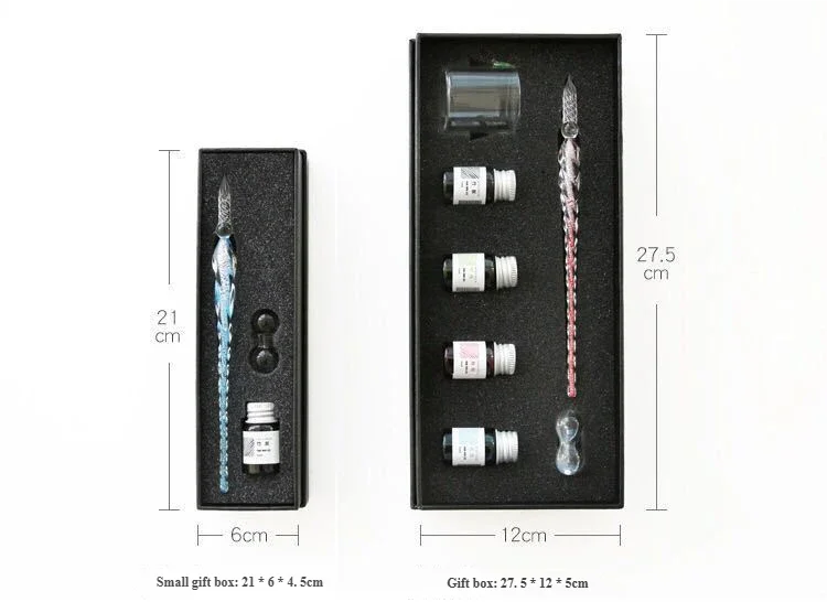 Eingebettetes Blumen-Glasstift-Set, Farbiger Tintenstift, Geschenkbox für Straßenverkäufer, Signaturstift, Glasstift-Geschenk – Detail 8