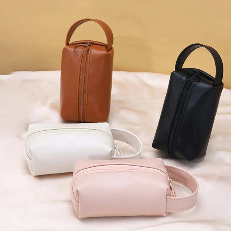 PU Cosmetics Lipstick Bag Zipper Jewelry Sorting Waterproof Coin Purse Bag Data Cable Storage Organization High Quality