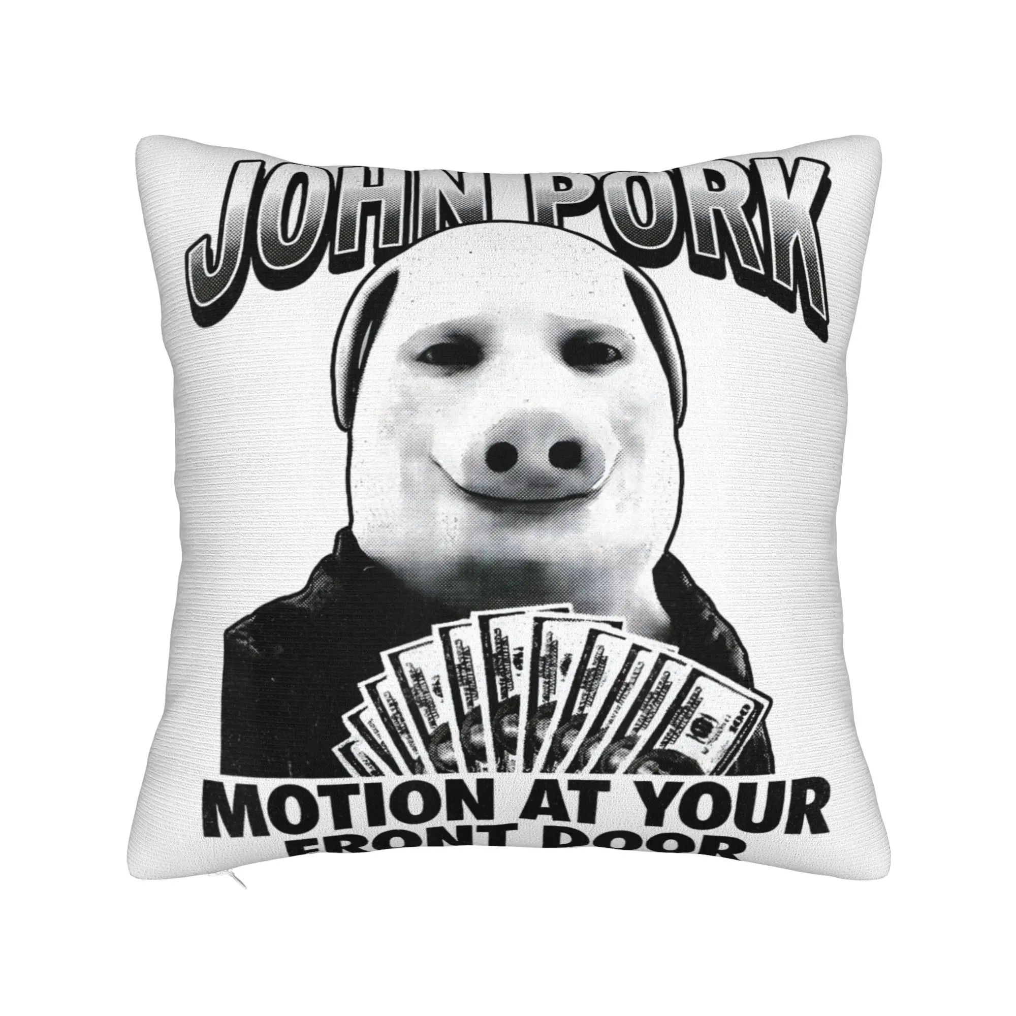 John Pork Motion At Your Front Door Halftone Pig Money Fan Art Pillow Cover Pillow Case For Wedding Party Home Decor Pillowcases