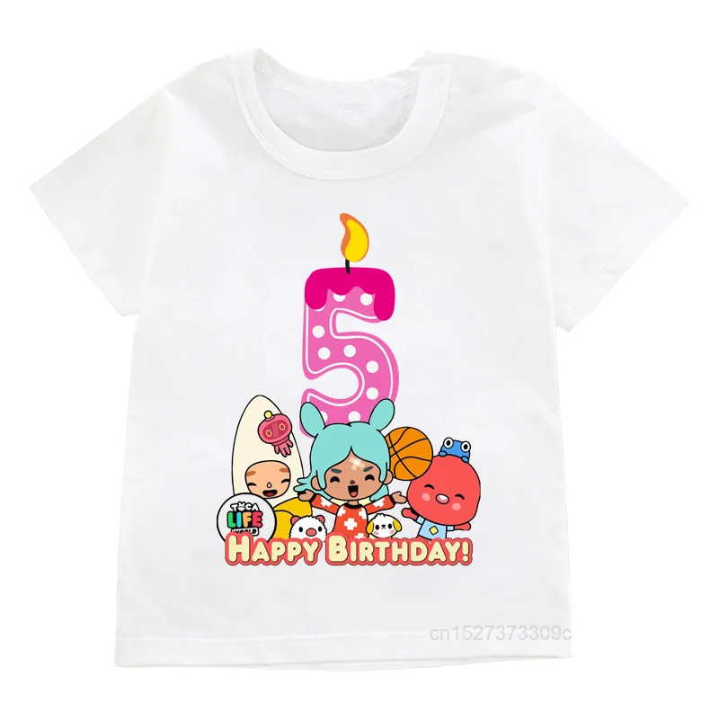 Koszulka dziecięca 1-9 Koszulki urodzinowe Hot Game Toca Life World Cartoon Print T Shirt Girls And Boys Tops Kids Cute Clothes