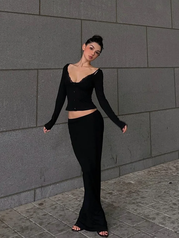 

Kardaian Sle, утягивающий кружевной топ с v-образным вырезом и открытым кардиганом, женская юбка, длинный комплект Dr, модный весенний осенний комплект...