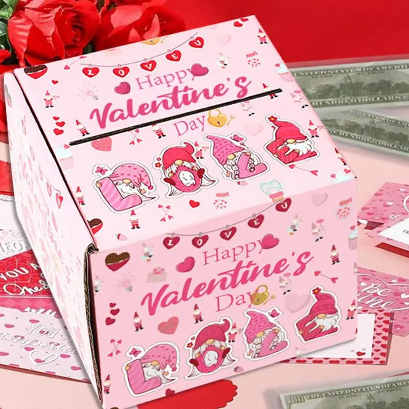 Valentines Day Money Box Funny Pink Cash Box Valentines Day Money Box Holiday Supplies Roll Pull Out Money Holder For Birthday &