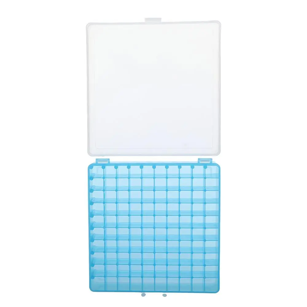 1PC 100 Well Microtube Storage Box for 1.8ml/2ml,  Autosampler Samples Rack,Plastic Vial Holder Rack,Blue