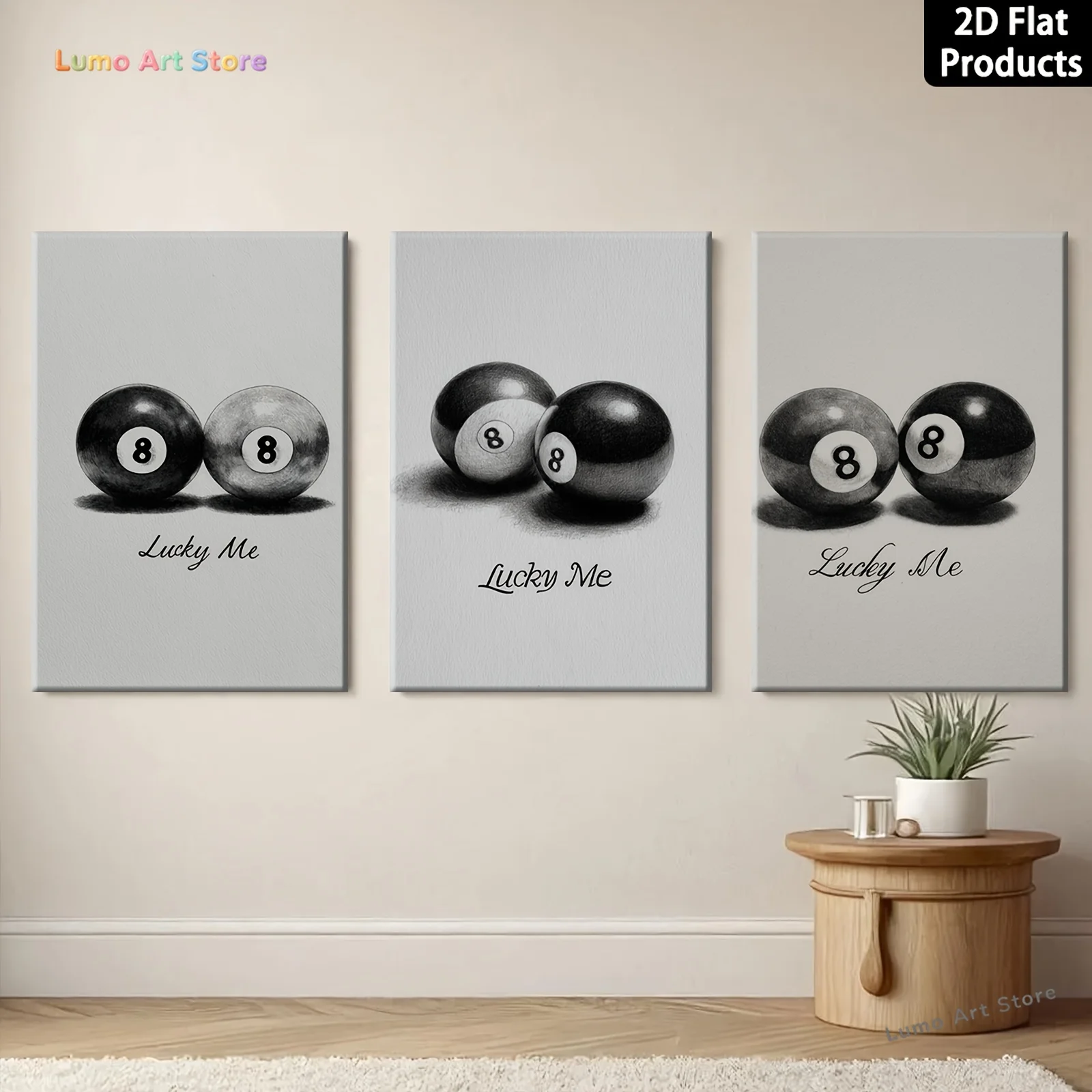 2D Flat, 2D Flat, Wall Décor 2D Flat 2D Plat, 2D Plat, 3pcs Canvas Print Wall Decoration 