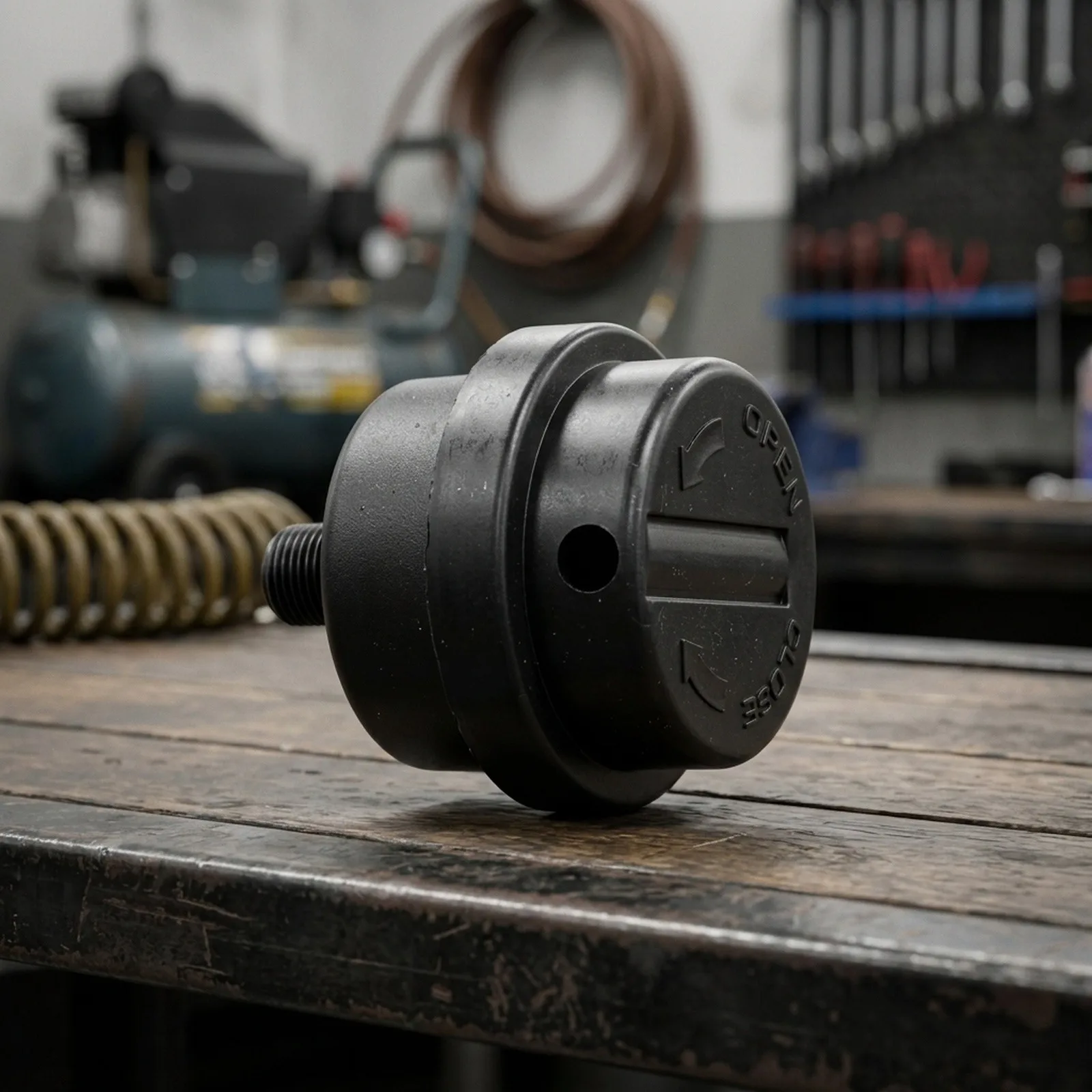 Male Thread Air Intake Muffler Filter for Piston Air Compressor and Small Air Pump Black Plastic 70x65mm Dimensions
