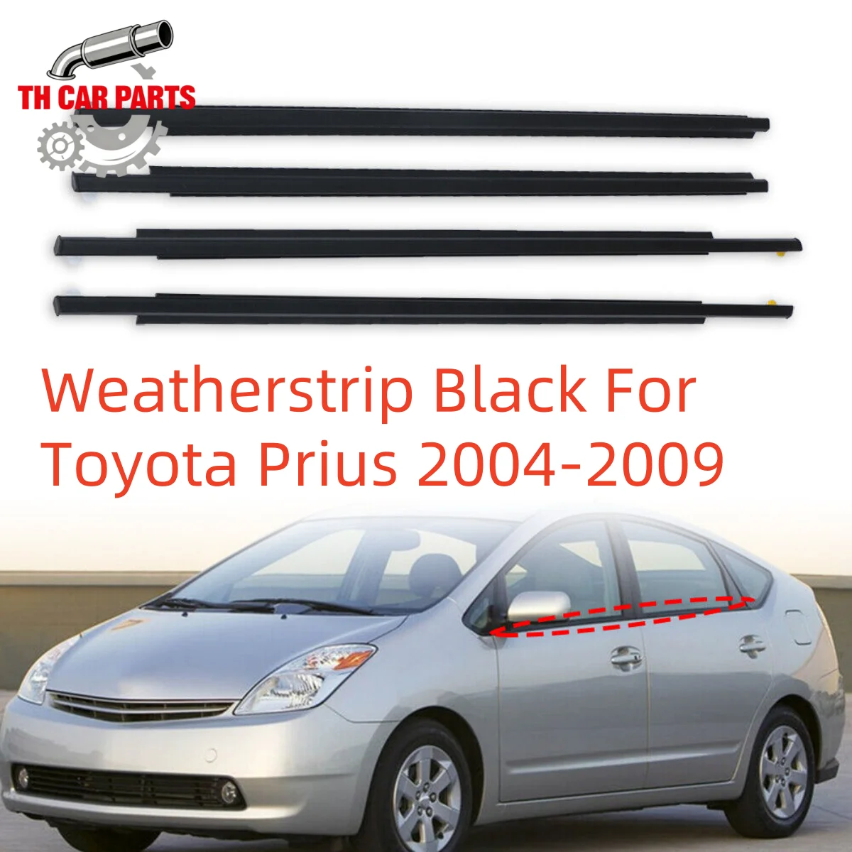 

4Pcs Car Window Weatherstrip Black For Toyota Prius 2004-2009 Car Weatherstrip Window Moulding Trim 75720-47010 75710-47010
