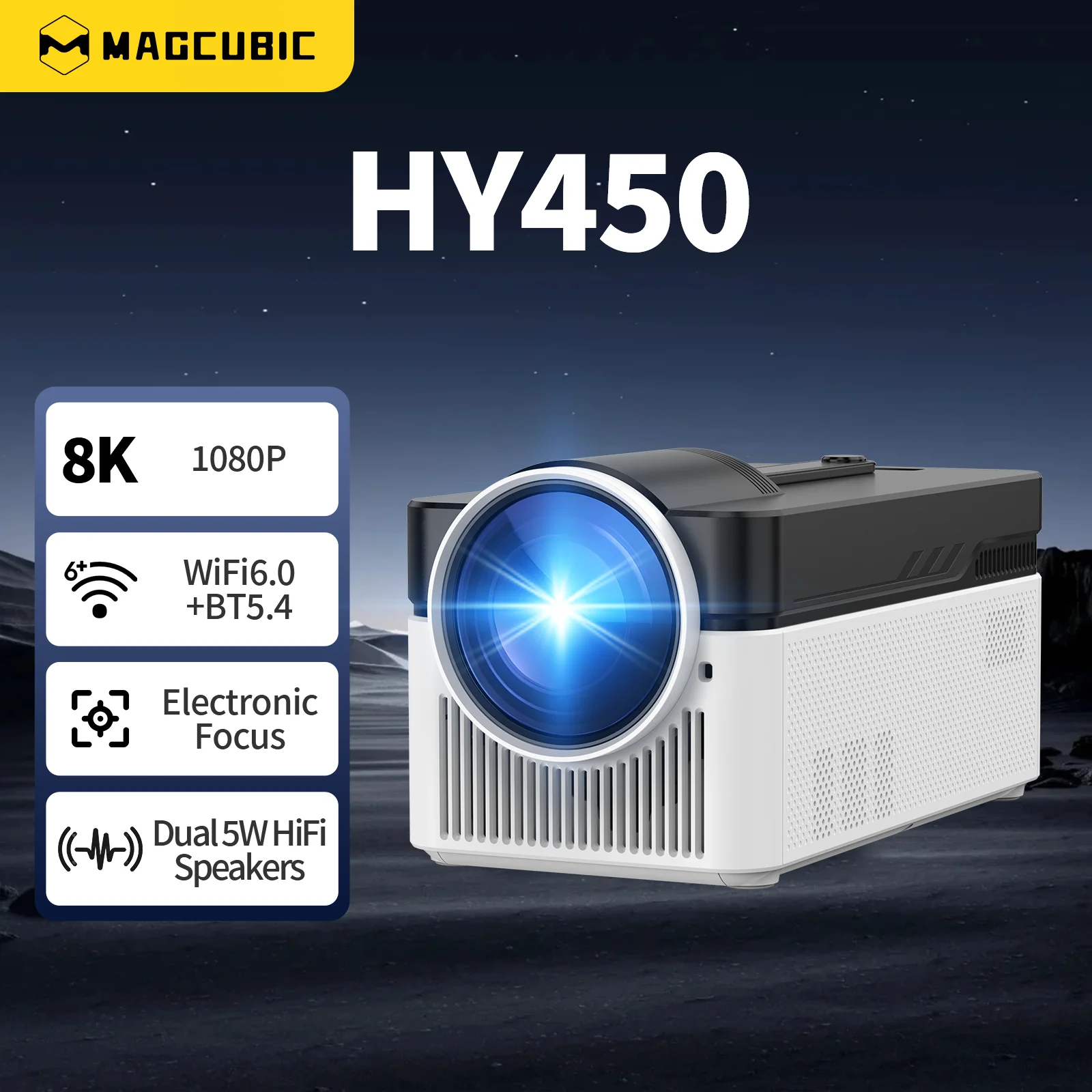 Image of Magcubic HY450 Ultra-Kurzdistanz-Projektor 900ANSI 8K 1080P BT5.4 Auto-Offset Elektronischer Fokus für Heimkino