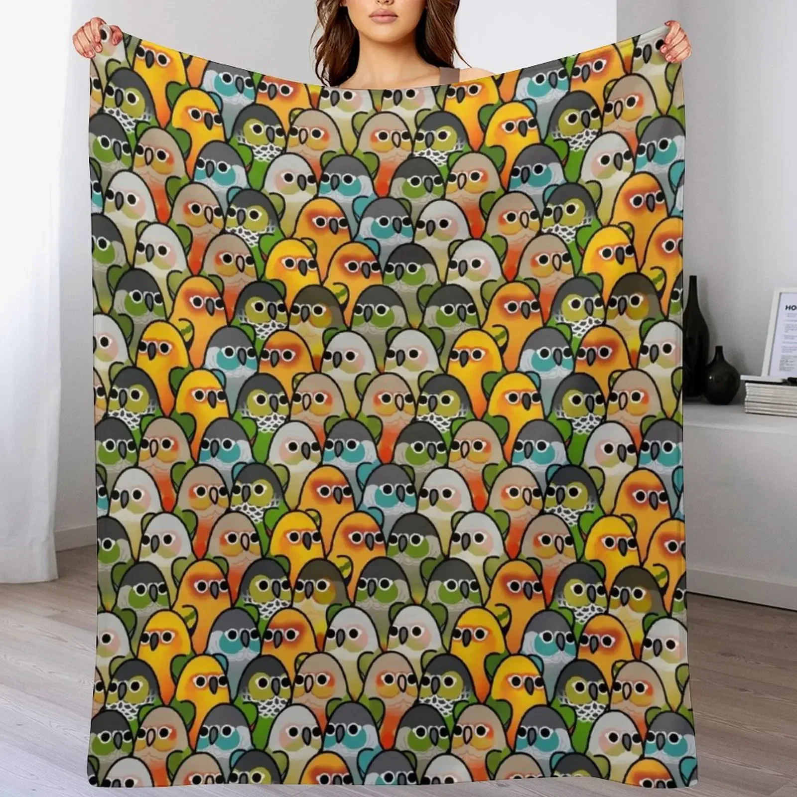 Too Many Birds! - Conure Squad Throw Blanket For Sofa Thin decorative Blankets