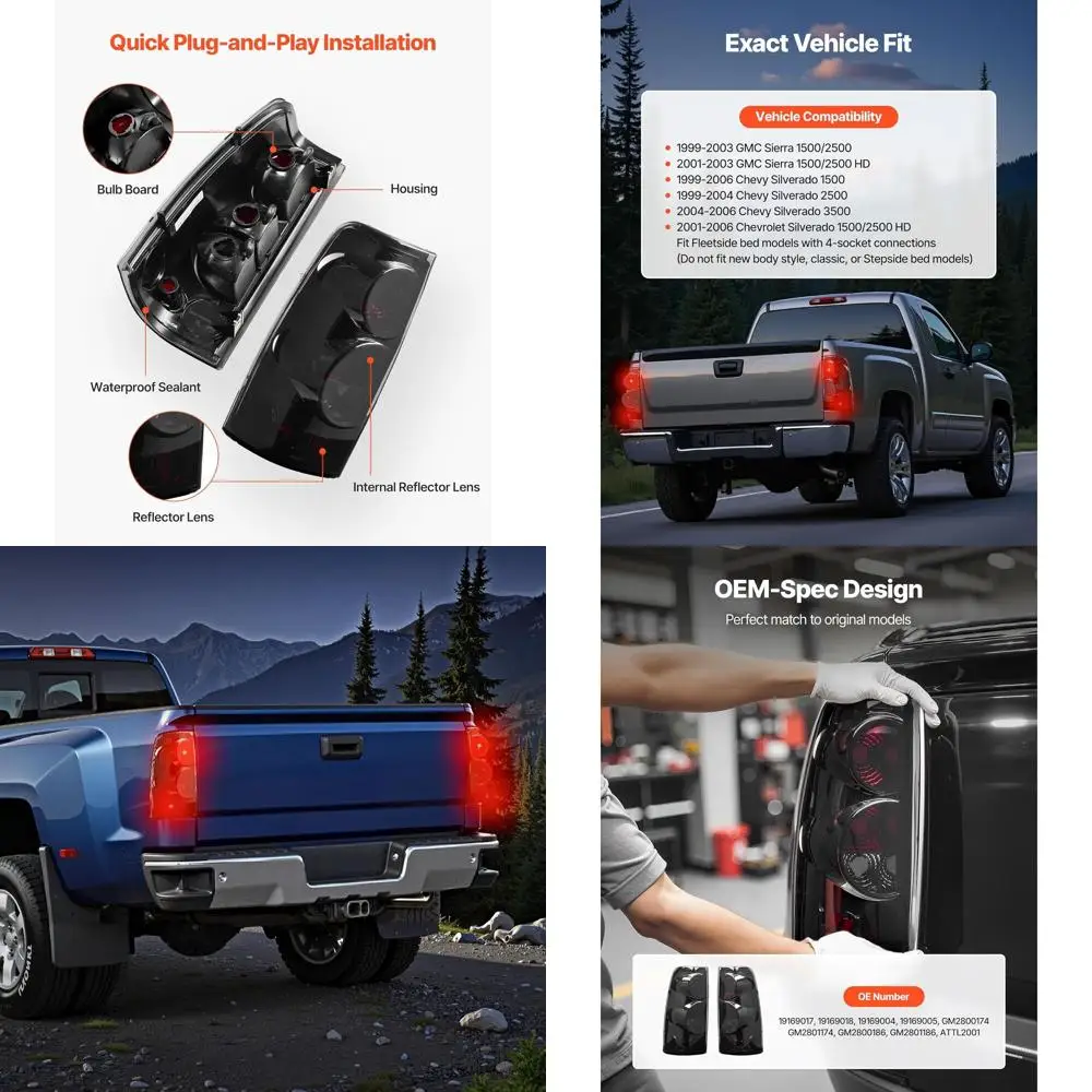 

Пара задних фонарей для Chevy Silverado 1500 и GMC Sierra 1500/2500 2500HD 1999-2006 годов, левый и правый, без лампочек в комплекте