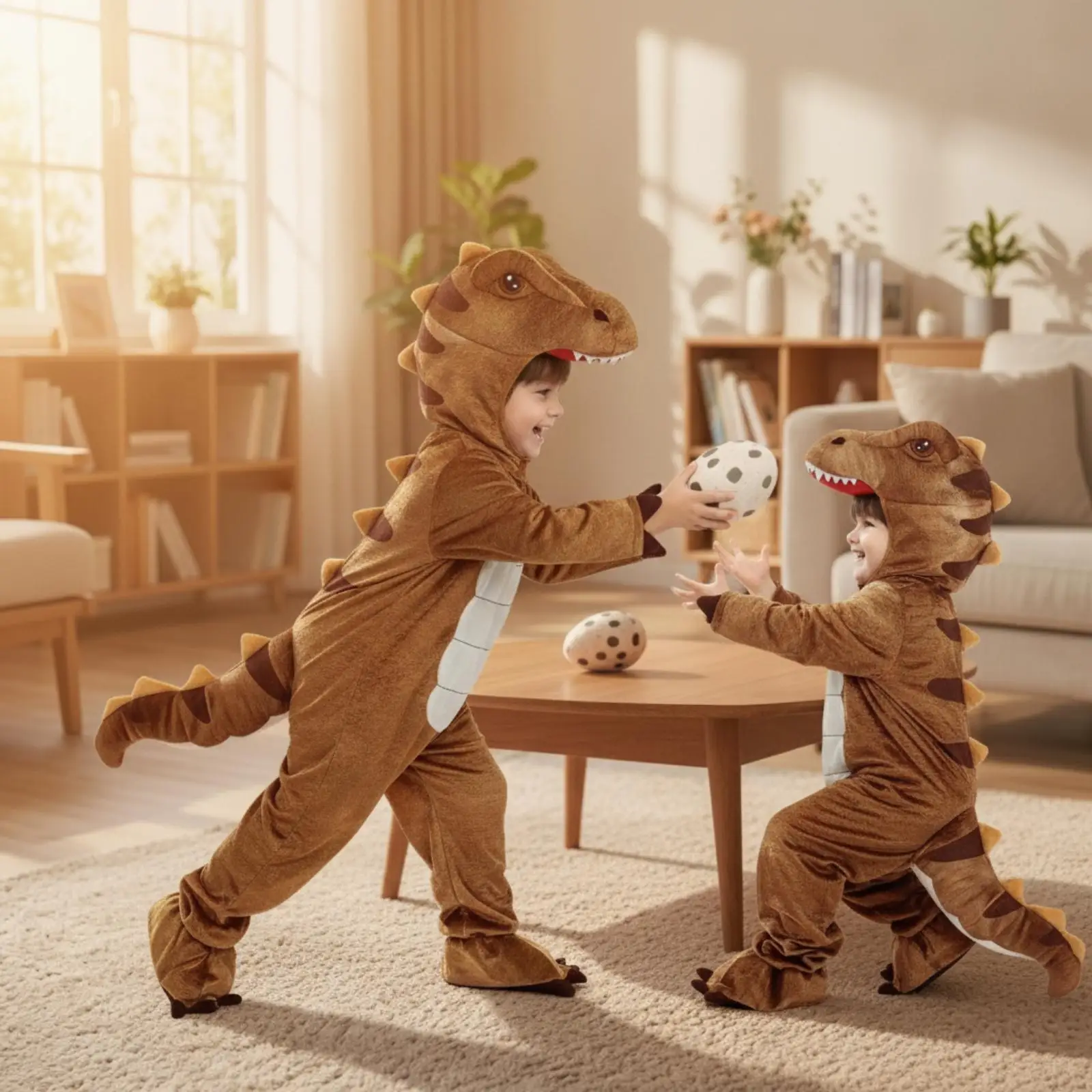Children Dinosaur Fancy Dress Jumpsuit with Tail for Halloween Party and Imaginative Play