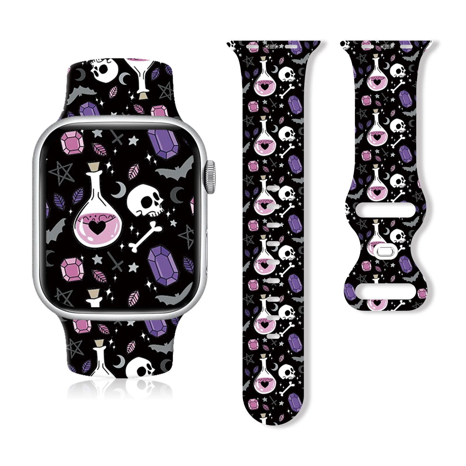 

New Halloween Series 3 Painting Strap for Apple Watch 10 9 8 7 Silicone Band Replaceable Bracelet for iWatch 46mm 42mm Watchband