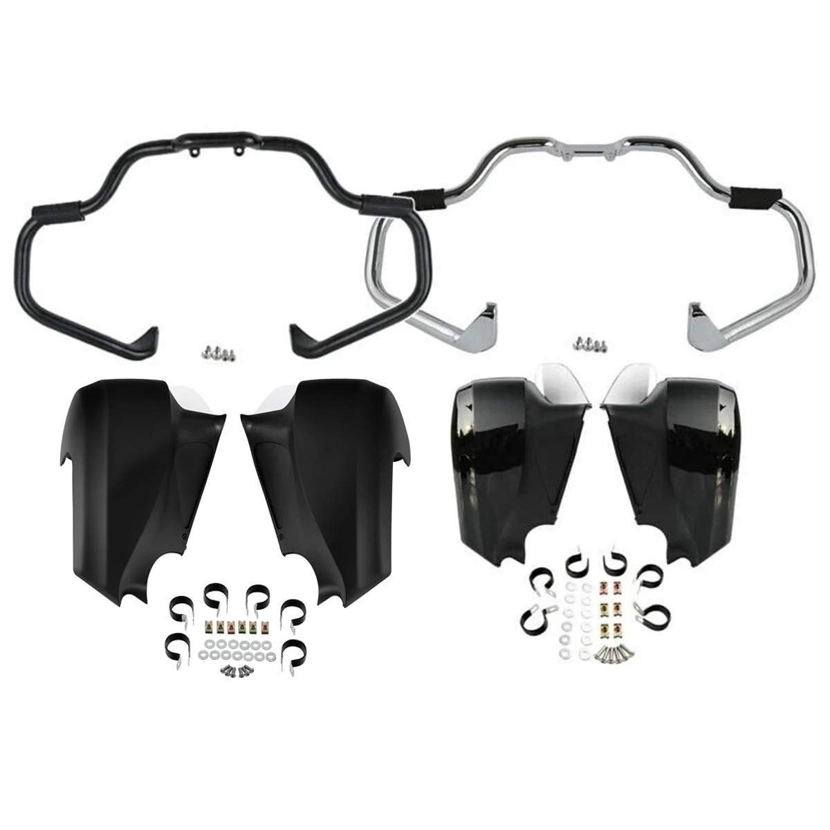 Mustache Engine Guard Crash Bar & Lower Vented Fairing Fit For Indian Chief Classic Chieftain 14-18 Springfield 16-25 Roadmaster