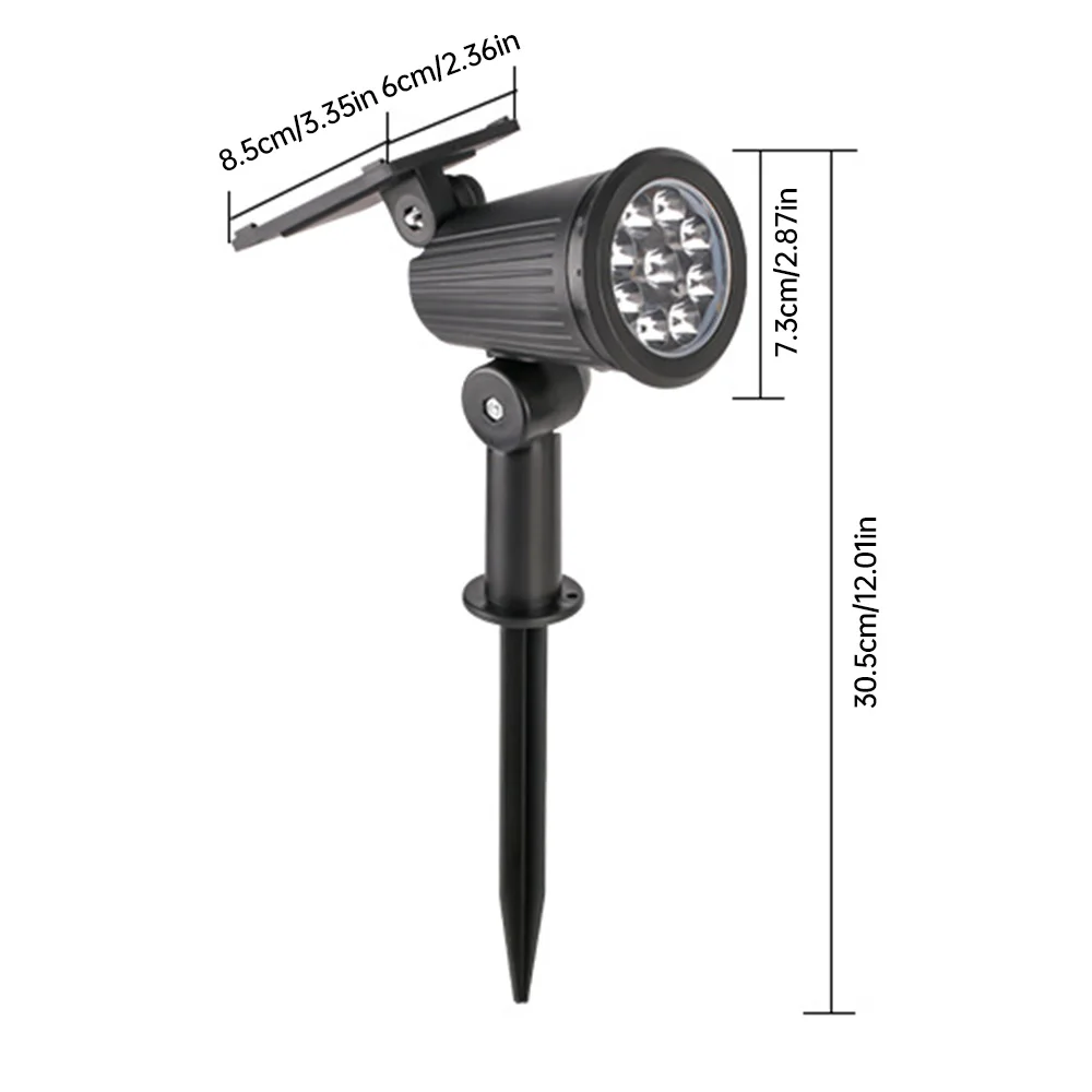 Solar LED Lawn Lamp Adjustable Garden Pathway Light Outdoor Waterproof Garden Light Color Changing Spotlight Yard Landscape Lamp