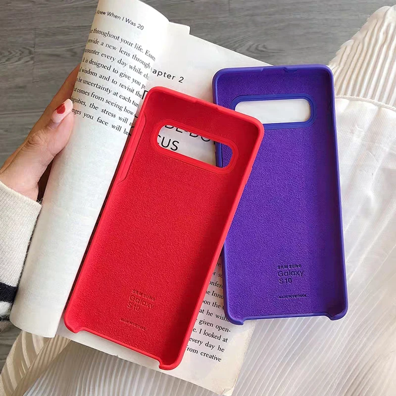 Para Samsung Galaxy S8 S9 S10 S20 Plus Note 8 9 10 20 Ultra S10E funda de silicona líquida funda protectora trasera suave y sedosa