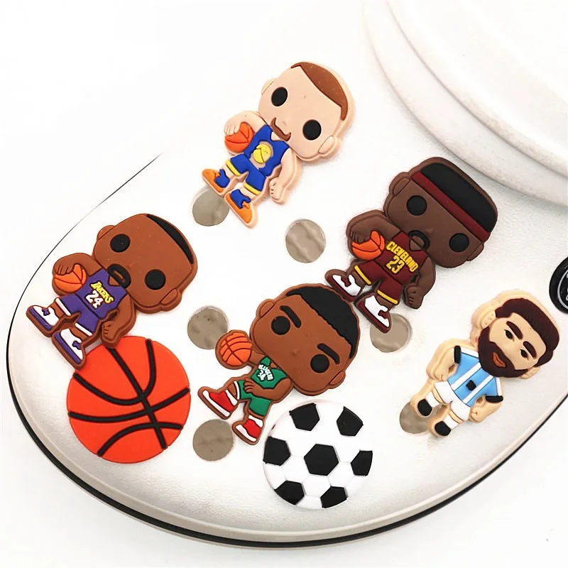 1 piece Charms Basketball Player Decorations Pvc Shoe Charms Accessories Cartoon Basketball Football Ornament Holiday Gift - Detail 1