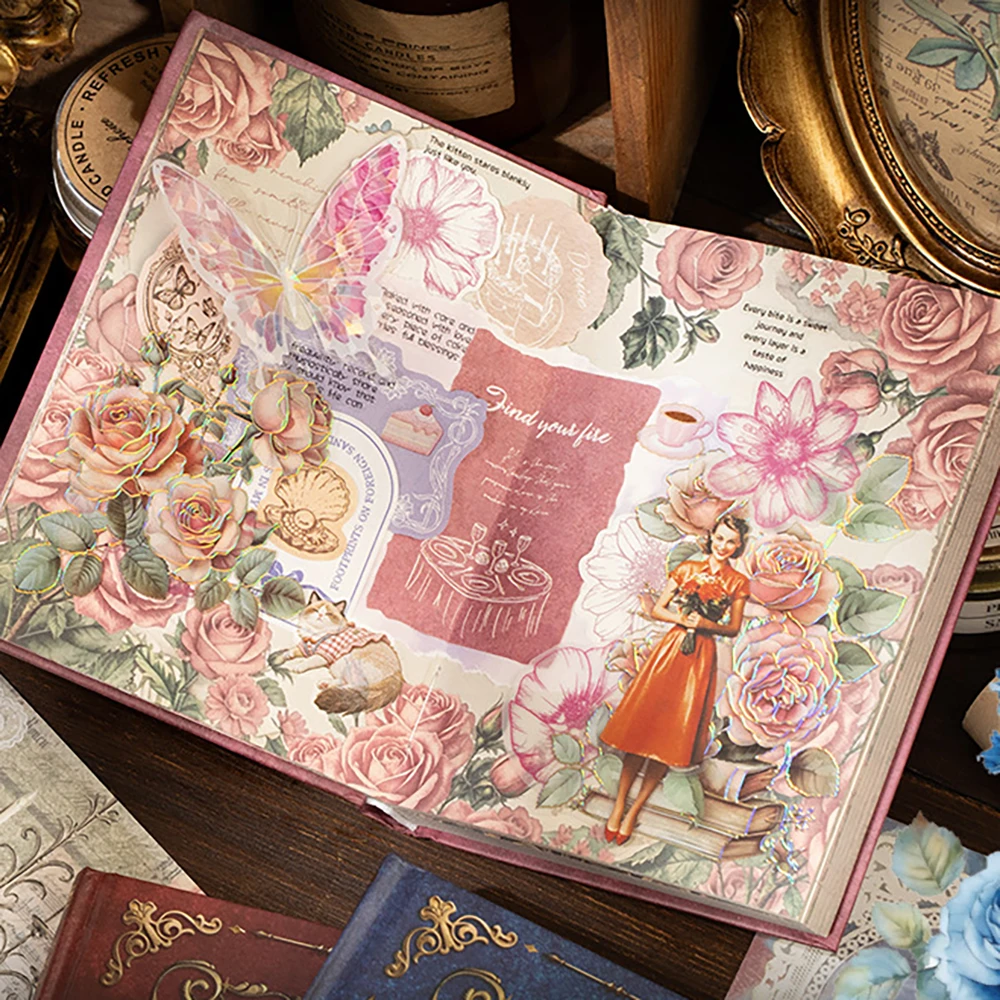 Rose Manor Hot Stamping Notebook, Moon Falling Old Book Series, Retro Style Bookkeeping Material, Student Notebook