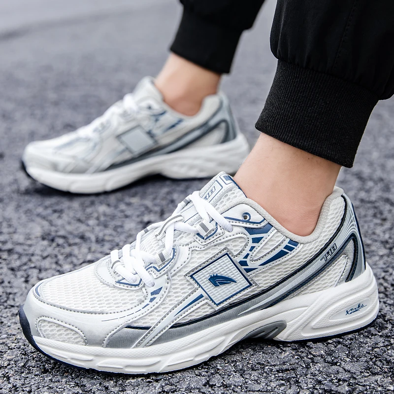 Men's Summer Breathable White Casual Sneakers, Round Toe Non Slip Lace Up Daily Walking Shoes for Men, Size 40-46
