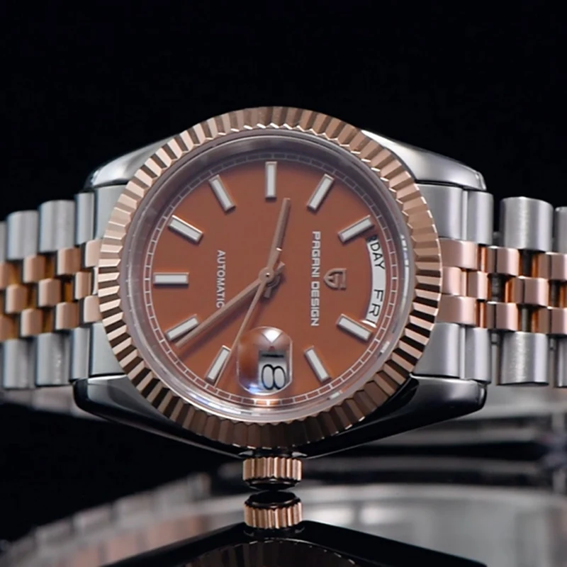 باجاني ديزاين DD36 ساعات رجالية ساعة ميكانيكية ذهبية وردية أوتوماتيكية فاخرة 2025 AR الياقوت مرآة ساعة اليد هدايا رجل الساعات