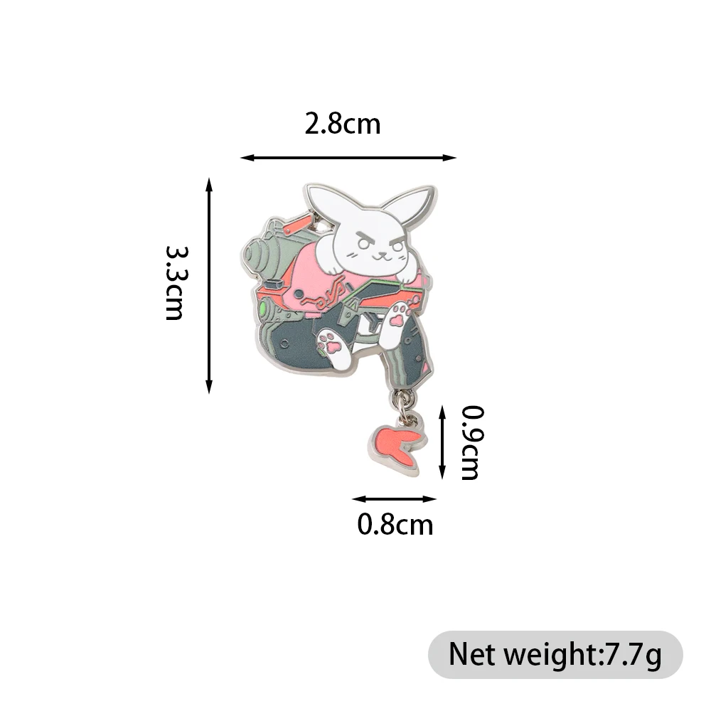 Overwatch Rosa Mech-Kaninchen-Brosche Kreativer Cartoon Mechanischer Hase Emaille-Pin Gaming-Merchandise Metall-Abzeichen Schmuck-Accessoire – Detail 3