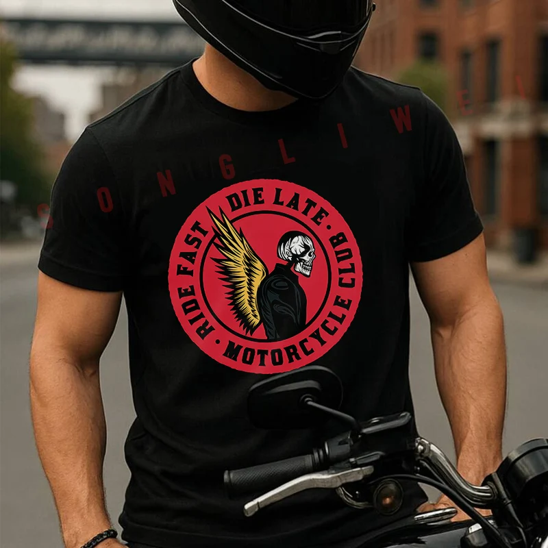 

Fast Ride Motorcycle Club Men's Women Summer Cotton T-shirt Moto Short Sleeved Casual Basic TShirt Round Neck Unisex Tops